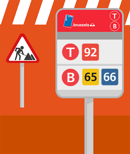 Tram 92, Bus 65, 66, N04-interruption