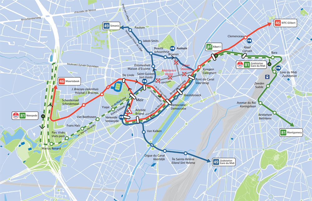 Plan de l'interruption et des déviations