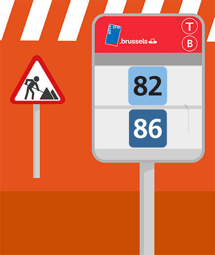 Tram 82, bus 86 - Interruption