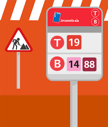 Tram 19, bus 14, 88 – interruption