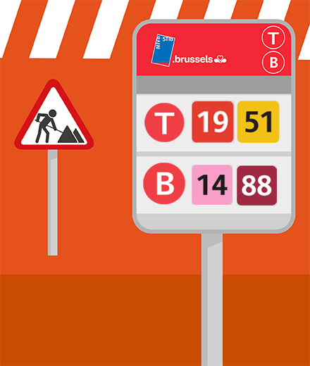 Tram 19, 51, bus 14, 88 – interruption